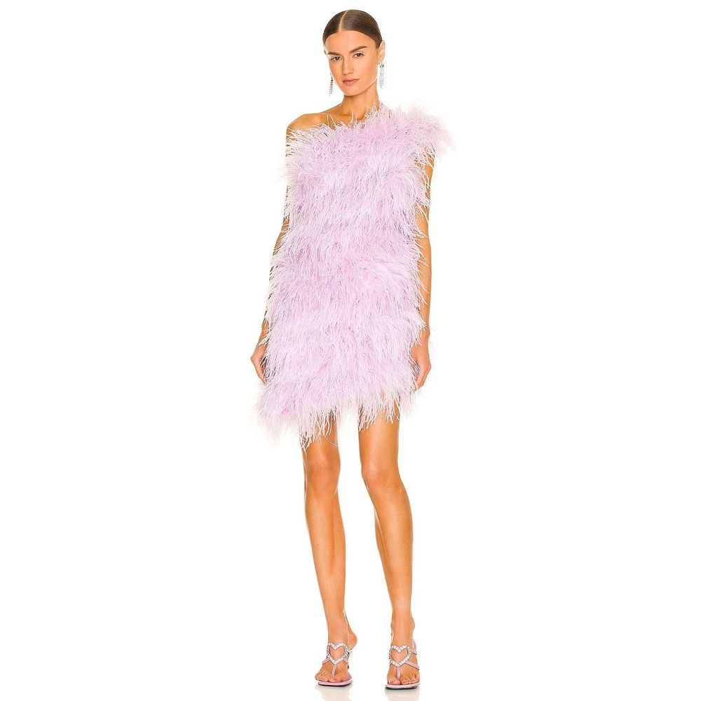 The Bar Feathered Lavender Dress